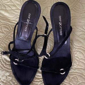 Sergio Rossi Black suede Strappy Sandals with beautiful details